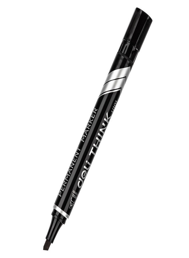 Deli Permanent Marker Black 1.5 mm Fine Tip | Pack of 12 - Image 1