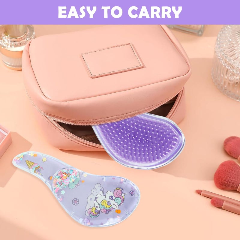M'AYCREATE MAYCREATE® 3Pcs Girls Hair Brush Set Cute Unicorn Paddle Brush, Rat Tail Comb & 2 in 1 Styling Comb for Girls, Detangling & Hair Styling Kit - Image 4