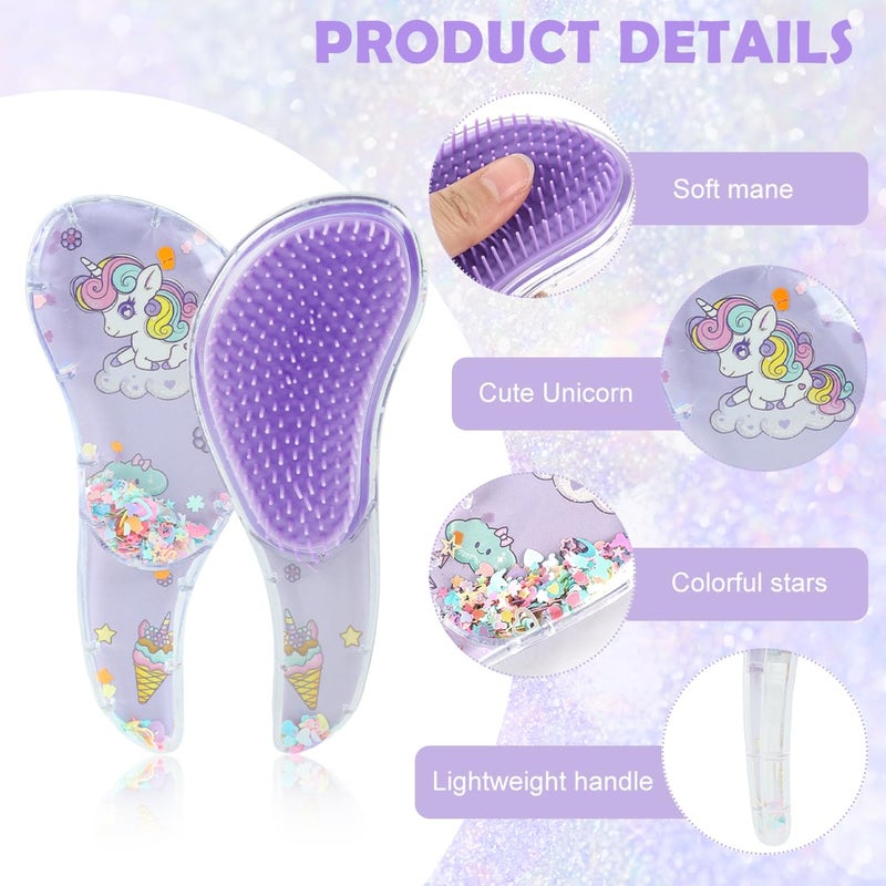 M'AYCREATE MAYCREATE® 3Pcs Girls Hair Brush Set Cute Unicorn Paddle Brush, Rat Tail Comb & 2 in 1 Styling Comb for Girls, Detangling & Hair Styling Kit - Image 3