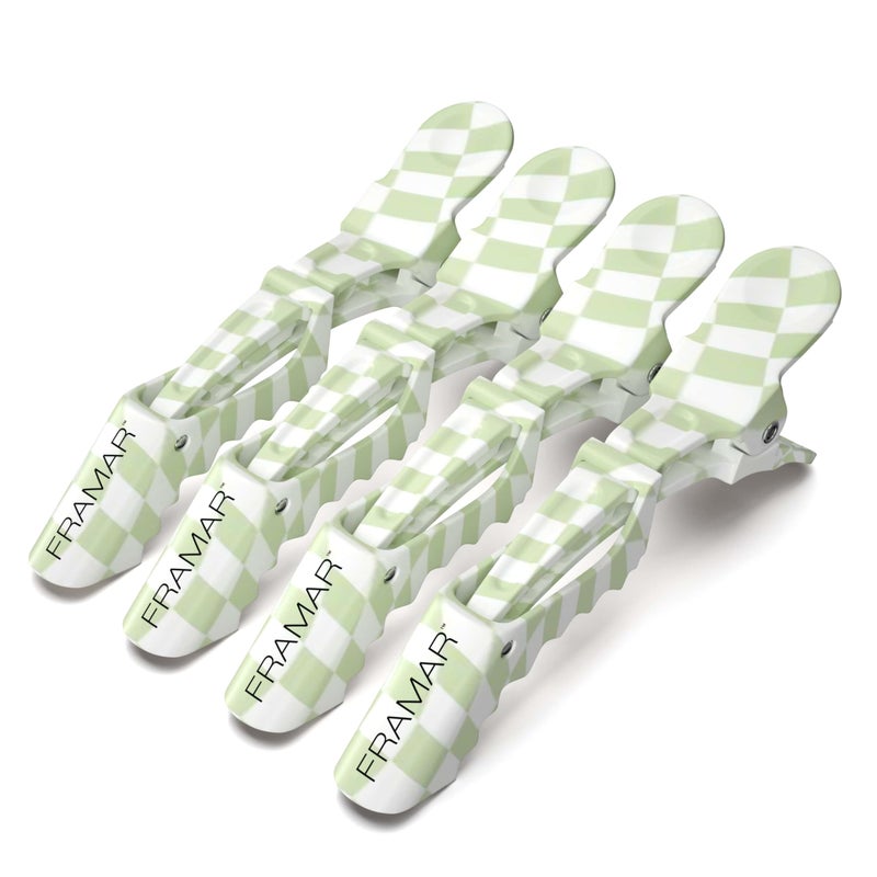 FRAMAR Alligator Clips For Hair Styling â€“ Professional Alligator Hair Clips For Women, Checkered Hair Clip For Women, Checkered Hair Clips For Styling â€“ Matte Firm Hold Without Slipping â€“ 4 Pack - Image 1