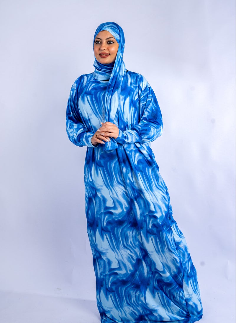 ARTLOOK Prayer veil, loose design, wide length with attached hijab scarf - multiple colors  - Image 2