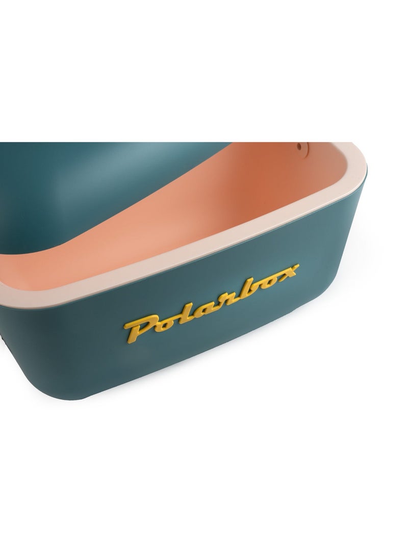 Polarbox® 12 L Ice Box - Portable, Rigid Thermal Insulated Cooler Box, For Outdoor Beach Picnic, Party Drinks & Food Use - Storage Box - Classic - Blue/Mustard Cooler with Brown Leather Strap - Image 3