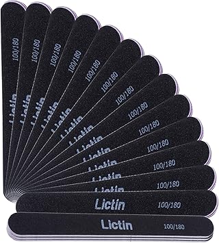 Lictin Pack of 16 Professional Nail Files Washable Double Sided Emery Board 100180 Grit - Image 1