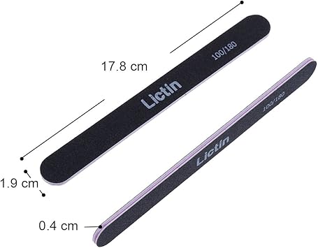 Lictin Pack of 16 Professional Nail Files Washable Double Sided Emery Board 100180 Grit - Image 3