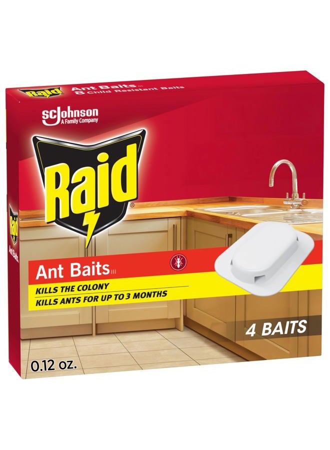 RAID طُعوم قاتلة للنمل، للاستخدام المنزلي، تقتل المستعمرة، تقتل النمل لمدة 3 أشهر، مقاومة للأطفال، 4 قطع - Image 1