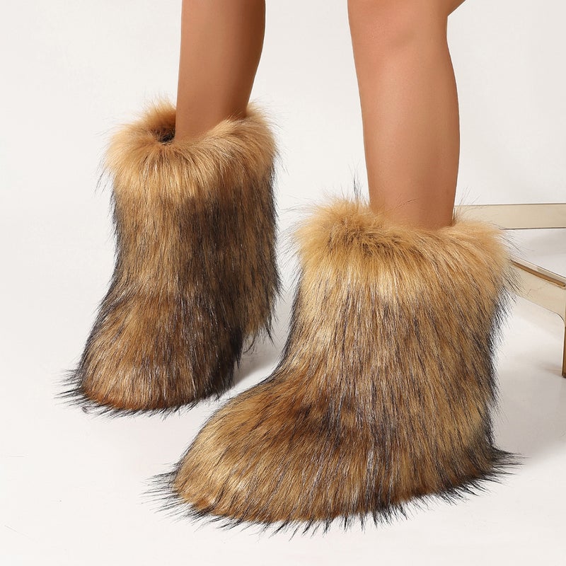 Boots Children'S Winter Warm Thickness Non-Slip Shibuya Mao Mao Boots Mid-Tube Stylish Snow Boots - Image 2