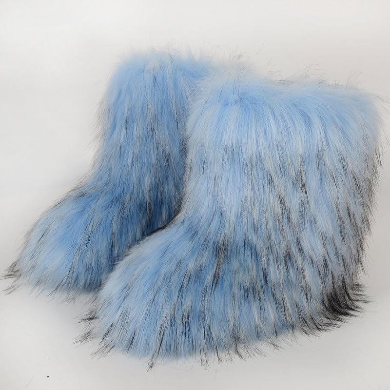 Boots Children'S Winter Warm Thickness Non-Slip Shibuya Mao Mao Boots Mid-Tube Stylish Snow Boots - Image 5