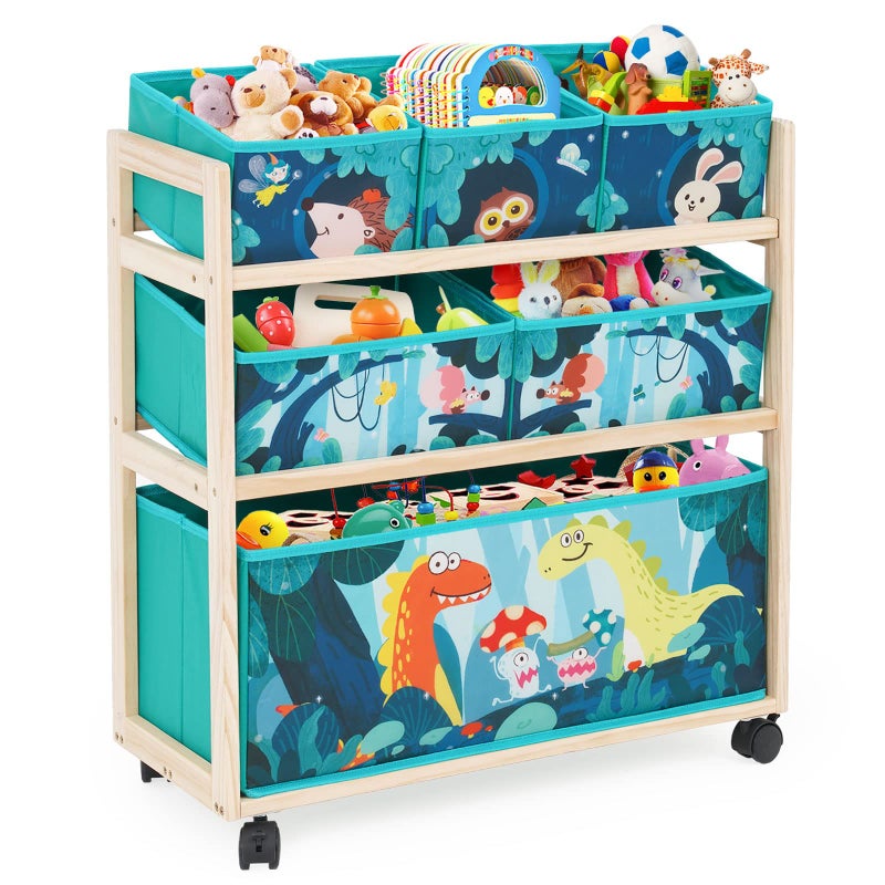 Jomifin kids Toy Storage Organizer with Wheels Utility Rolling Cart with Large Storage Capacity for Bedroom Toy Room Playroom Hold Toys Books Blankets Green - Image 2