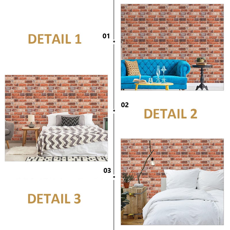10 pcs Self-adhesive 3D Brick Pattern Wallpaper Living Room Modern Wall Stickers - Image 5
