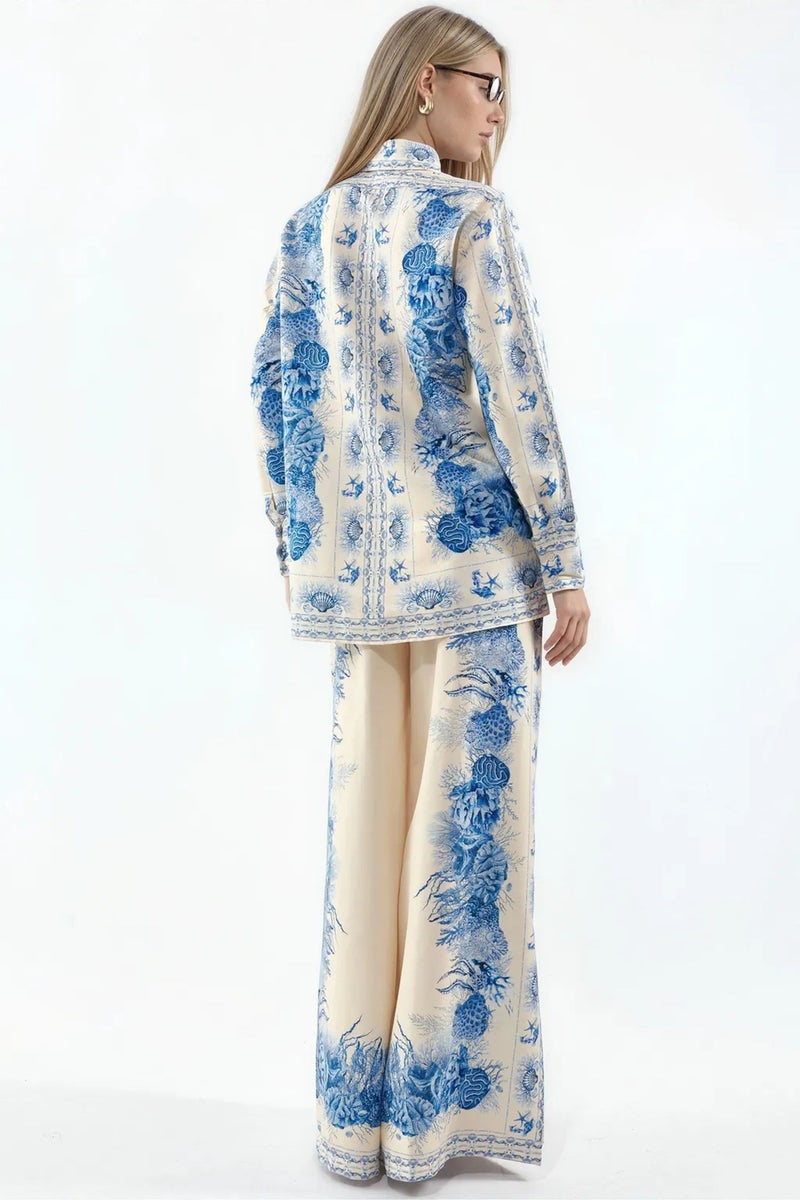 Jennyfer Floral Shirt And Wide-Leg Trousers Set - Image 3