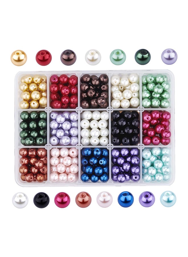 Pandahall 15 Colors 8Mm Glass Pearl Beads  460Pcs Round Pearlized Loose Pearl Beads Imitation Pearl Beads For Bracelet Earring Necklace Jewellery Making Diy Craft -- 15 Color -- 460 Pcs - 8Mm