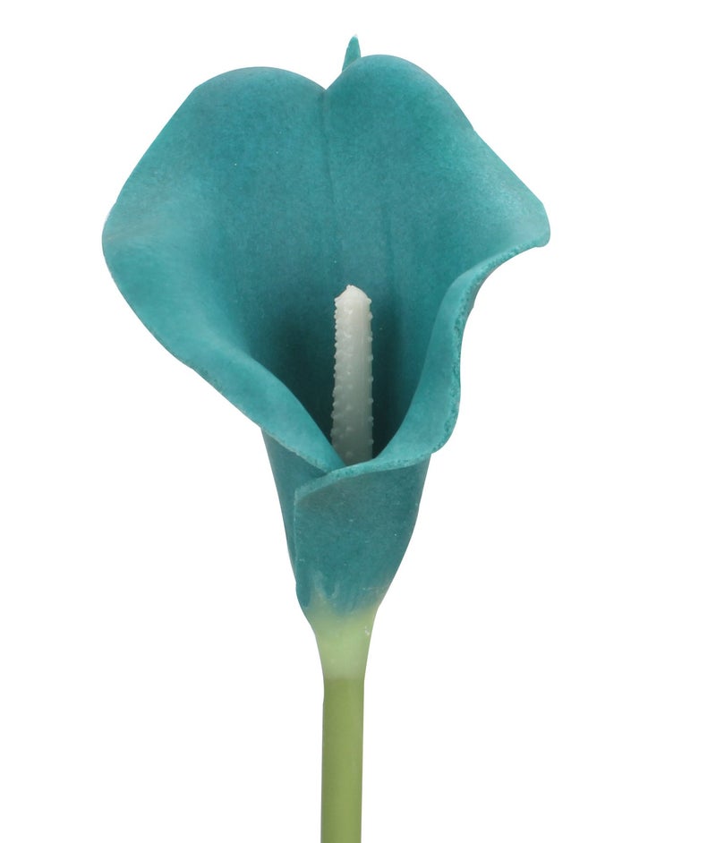 Duovlo 20pcs Calla Lily Bridal Wedding Bouquet Lataex Real Touch Artificial Flower Home Party Decor (Peacock Blue) - Image 2