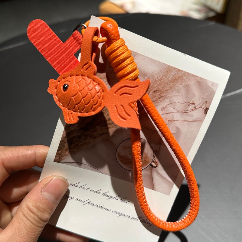 New Model of Phone Lanyard with Cute Leather Goldfish Design, DIY Phone Accessory, Keychain, Short Phone Strap - Image 4