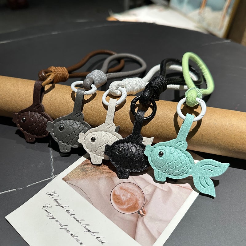 New Model of Phone Lanyard with Cute Leather Goldfish Design, DIY Phone Accessory, Keychain, Short Phone Strap - Image 5