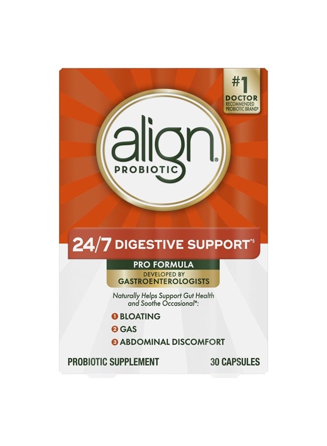 Align بروبيوتيك، تركيبة برو، بروبيوتيك للنساء والرجال، مكمل بروبيوتيك يومي، يساعد في تهدئة الانزعاج البطني العرضي والانتفاخ*، العلامة التجارية الموصى بها من قبل الأطباء رقم 1‡، 30 كبسولة - Image 1