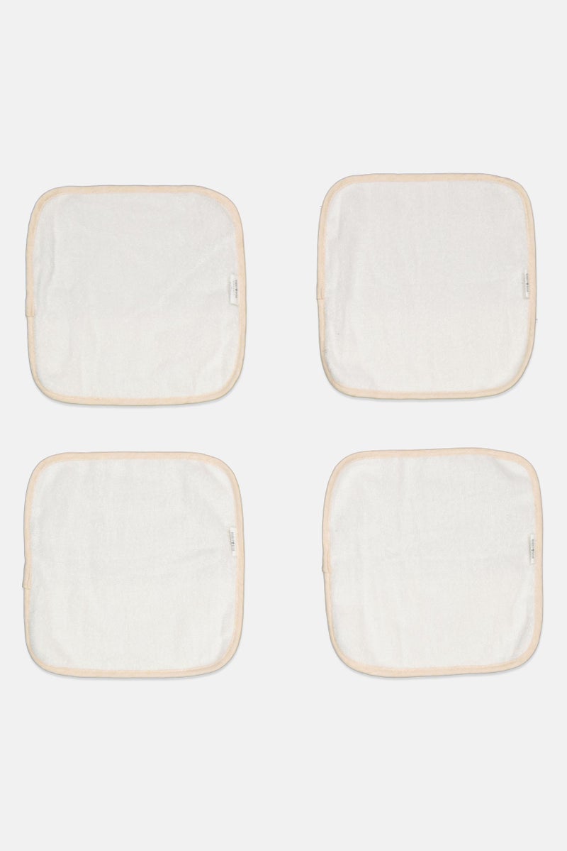 Rabbit + Bear Toddlers Girl 4 Pack Wash Cloths, Beige - Image 2
