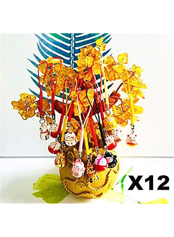 EatingBiting 12Pcs Random Fortune Lucky Japanese Beckoning Cat Maneki Neko Keyring Keychain Key Rings, Fengshui Fortune Lucky Cat Kitty Key Chains Keyrings Keychain Good Health Mascot Avoid Evil - Image 3