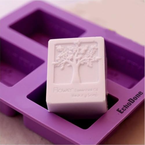 EchoDone Echodo 4 Cavities Rectangle Life Tree Silicone Soap Mold DIY Craft Art Cake Mold Handmade Silicone Molds for Soap Candle - Image 1