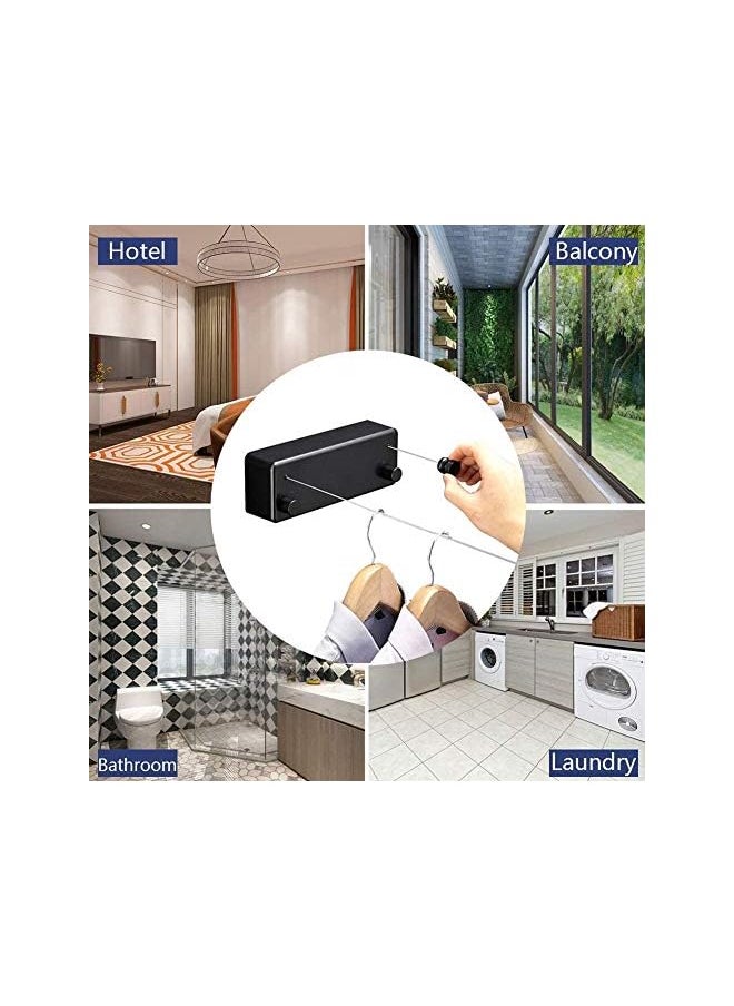 HOMEMEDICARE - Retractable Clothesline Indoor/Outdoor Abs Case+Aluminum Dryer Clothes Line With Adjustable 4.2M Stainless Steel Double Rope 30Kg LoadBearing Invisible Wall Mounted Laundry Drying Rack - Image 1