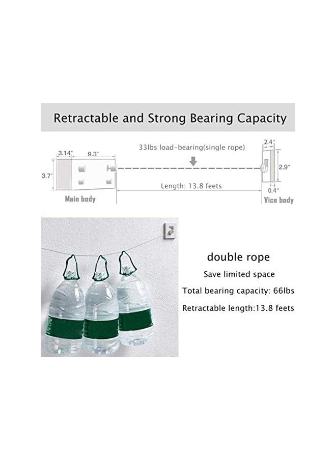 HOMEMEDICARE - Retractable Clothesline Indoor/Outdoor Abs Case+Aluminum Dryer Clothes Line With Adjustable 4.2M Stainless Steel Double Rope 30Kg LoadBearing Invisible Wall Mounted Laundry Drying Rack - Image 1