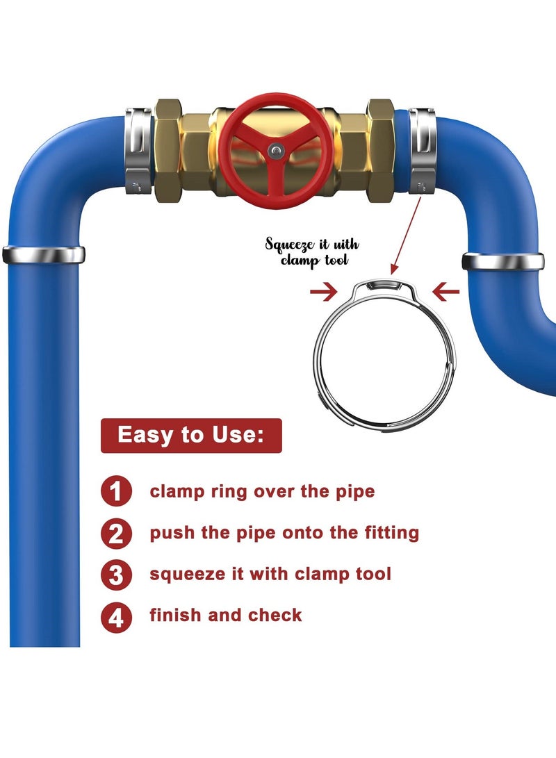 60 Pack 0.5 Inch PEX Cinch Clamps, Premium 304 Stainless Steel PEX Crimp Rings, Secure PEX Tubing Pipe Fittings Connection, PEX Fitting Clamps Pinch Ring - Image 5