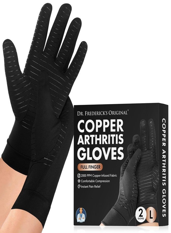 Dr. Frederick's Original Copper Full Finger Arthritis Glove - 2 Gloves - Perfect Computer and Phone Typing Gloves - Fit Guaranteed - Large - Image 1
