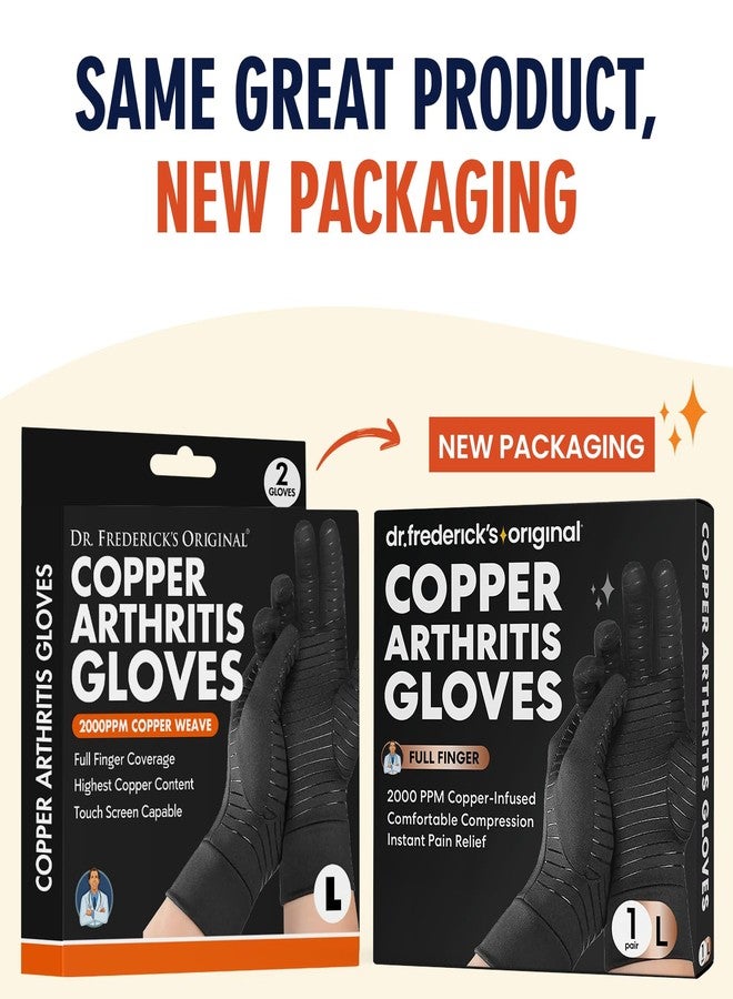 Dr. Frederick's Original Copper Full Finger Arthritis Glove - 2 Gloves - Perfect Computer and Phone Typing Gloves - Fit Guaranteed - Large - Image 2