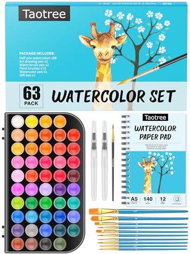 Taotree Watercolor Paint Set 48 Colors Watercolors Kit Water Colors with 10 Paint Brushes Brush Pens Palette Drawing Pad Painting Supplies Adults Artist Drawing Painting - Image 1