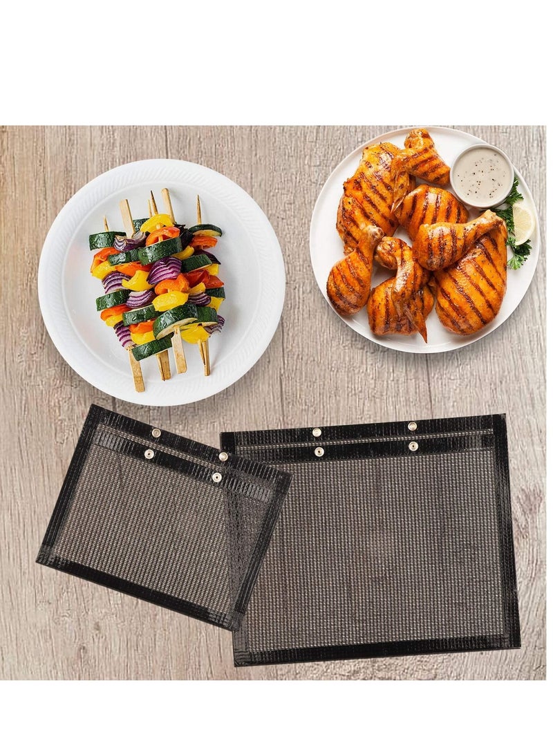 Non-Stick Mesh Barbecue Grilling Bag Basket Grill BBQ Tools Net Mat Meat Picnic Black  - Image 1
