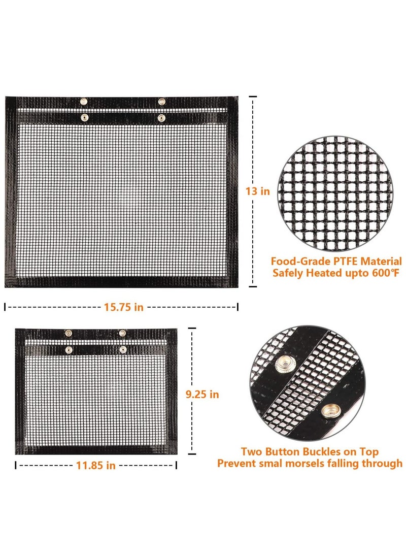 Non-Stick Mesh Barbecue Grilling Bag Basket Grill BBQ Tools Net Mat Meat Picnic Black  - Image 4