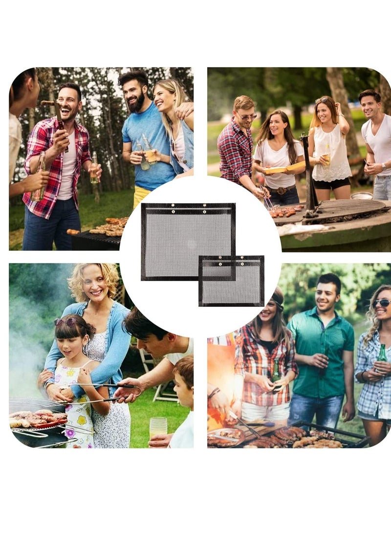 Non-Stick Mesh Barbecue Grilling Bag Basket Grill BBQ Tools Net Mat Meat Picnic Black  - Image 5