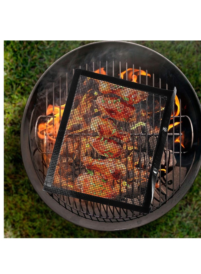 Non-Stick Mesh Barbecue Grilling Bag Basket Grill BBQ Tools Net Mat Meat Picnic Black  - Image 2