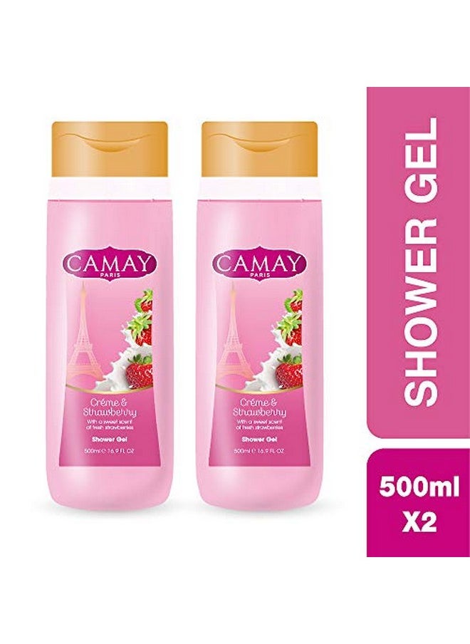 Camay Crème & Strawberry Shower Gel 500 Ml (Pack Of 2)  - Image 3