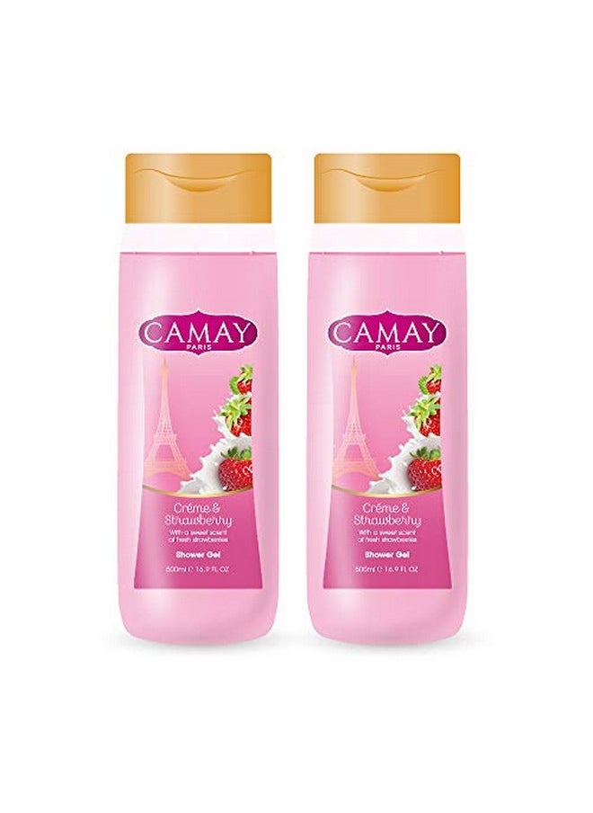 Camay Crème & Strawberry Shower Gel 500 Ml (Pack Of 2)  - Image 2