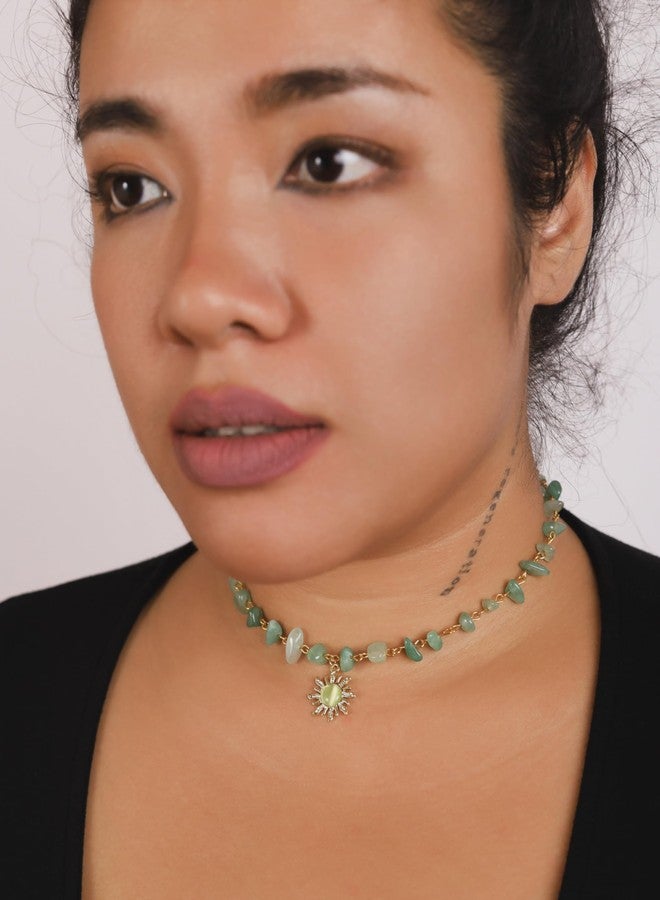 Sacina Hippie Boho Green Sun Choker - Image 2