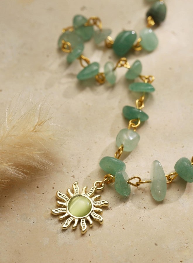 Sacina Hippie Boho Green Sun Choker - Image 5