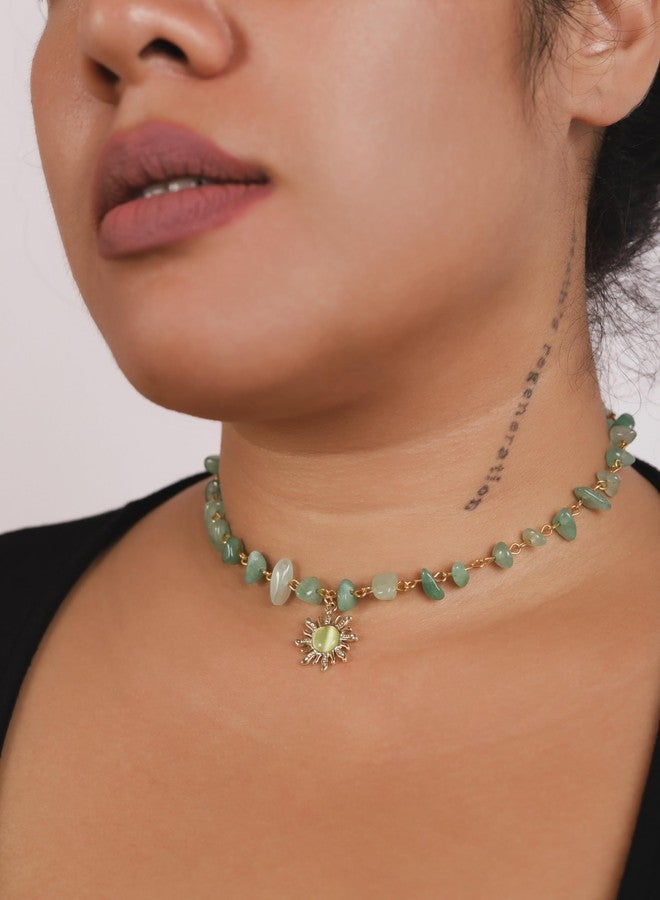 Sacina Hippie Boho Green Sun Choker - Image 3