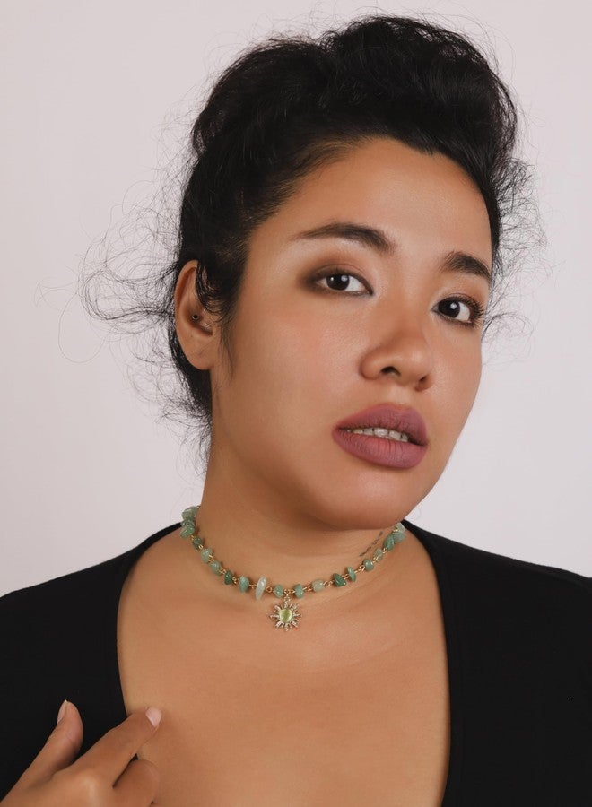 Sacina Hippie Boho Green Sun Choker - Image 4