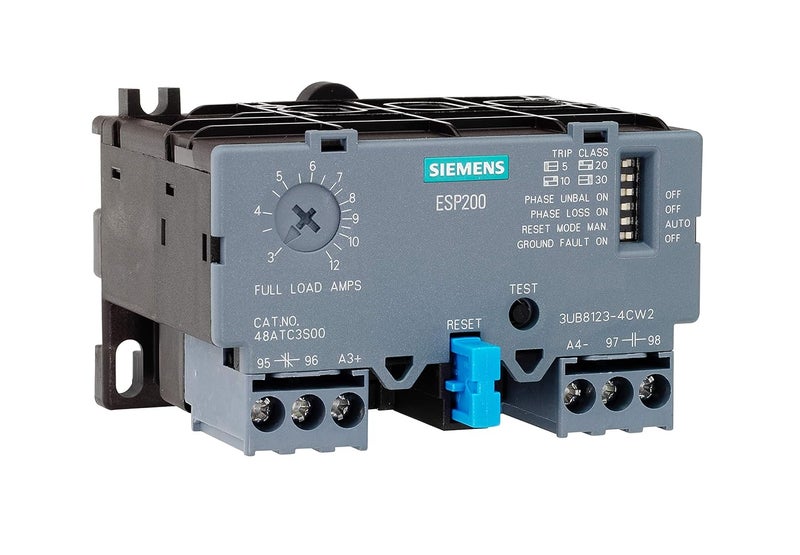 Siemens 3UB81234EW2 Solid State Overload Relay ESP200 Catalog No 48ATE3S00 10 to 40A Frame Size A1 3Phase Class 5102030 Adjustable ManualAutomatic Reset