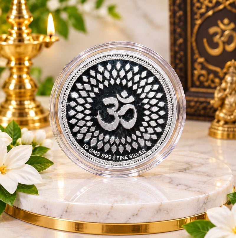 KHUSHBOO JEWELS 10G 999 FINE PURE SILVER GANESHA COLOURED COIN - Image 2