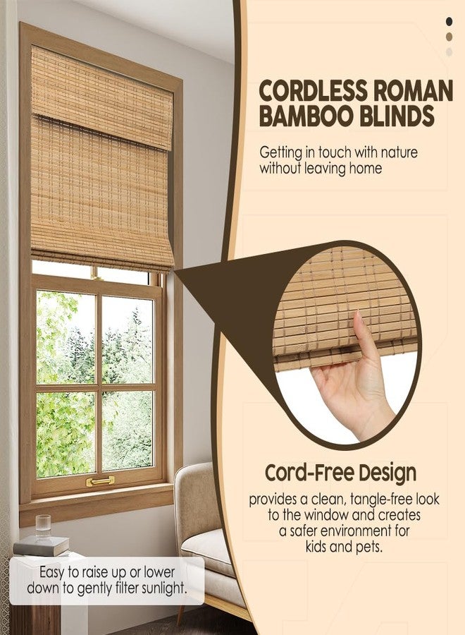 HIDODO Cordless Bamboo Roman Shades, Light Filtering Bamboo Shades Blinds Window Treatment Roll Up Blind for Windows, 26" W x 64" H, Natural - Image 4