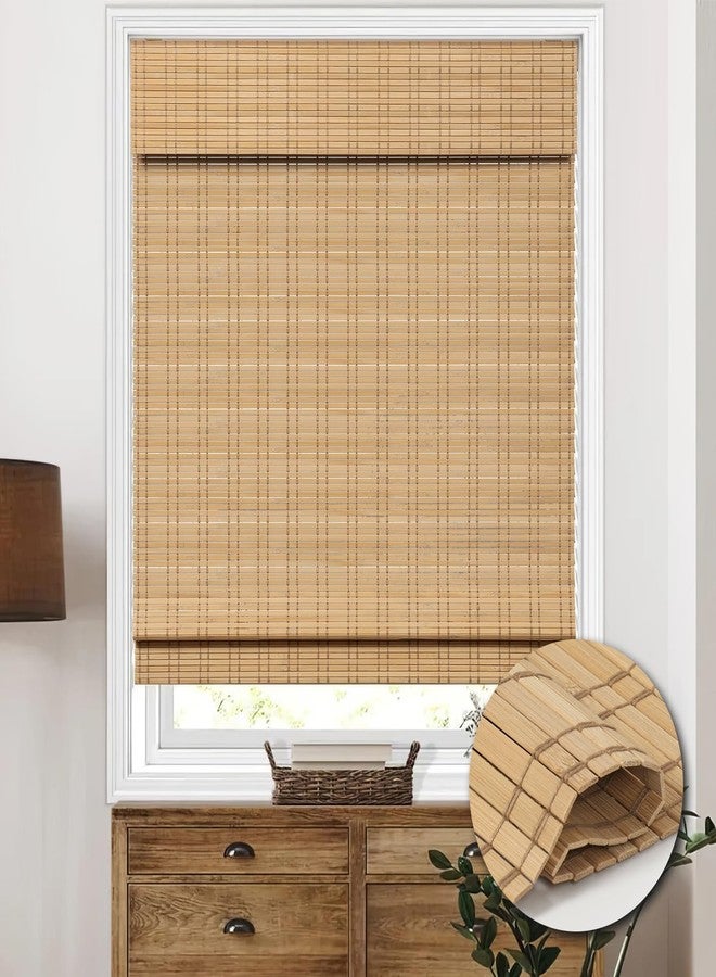 HIDODO Cordless Bamboo Roman Shades, Light Filtering Bamboo Shades Blinds Window Treatment Roll Up Blind for Windows, 26" W x 64" H, Natural - Image 1