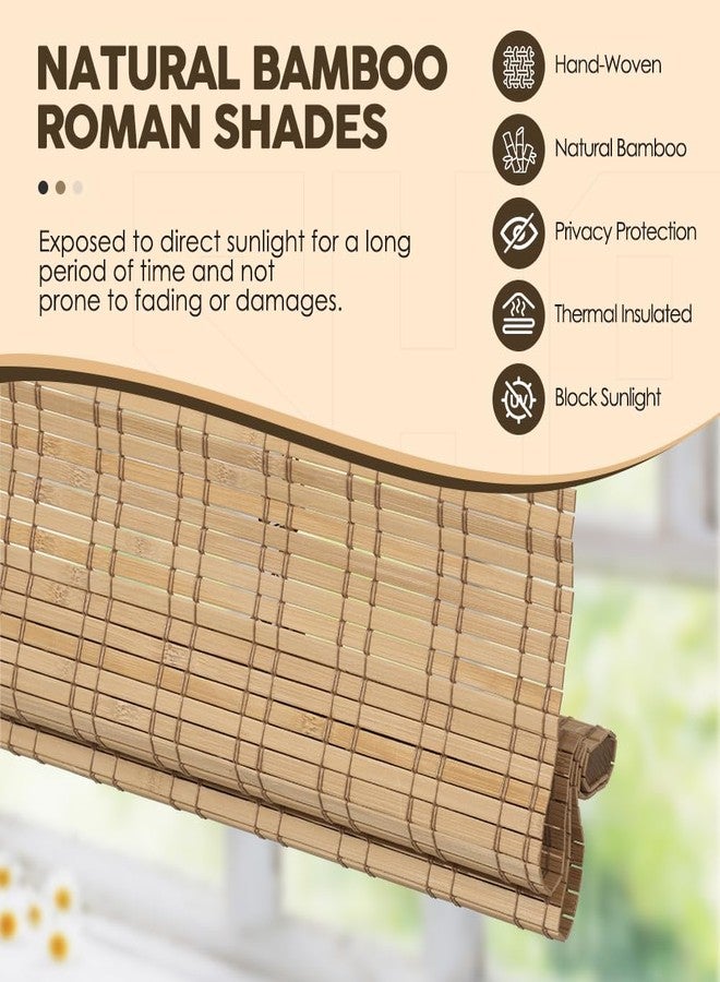 HIDODO Cordless Bamboo Roman Shades, Light Filtering Bamboo Shades Blinds Window Treatment Roll Up Blind for Windows, 26" W x 64" H, Natural - Image 2