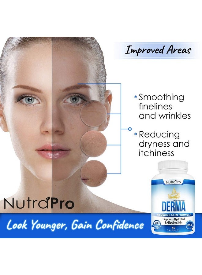 NutraPro Dermal Repair Complex For Hydrated Glowing Skin Anti Aging Supplement With Phytoceramides & Alpha Lipoic Acid. Fast Results Hydration Pills Enhances Smoothness & Reduces Wrinkles. 60 Liquid Capsules - Image 4