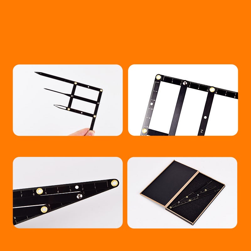 Eyebrow Golden Ratio Caliper Precise Location Foldable Stainless Steel Eyebrow Measuring Tool Black Eyebrow Golden Ratio Caliper - Image 5