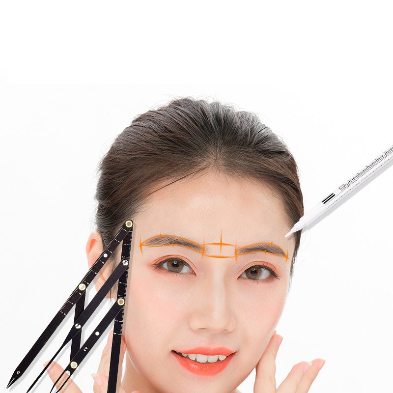 Eyebrow Golden Ratio Caliper Precise Location Foldable Stainless Steel Eyebrow Measuring Tool Black Eyebrow Golden Ratio Caliper - Image 3
