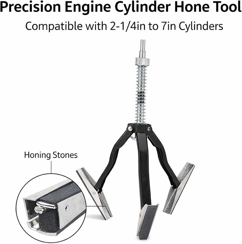 Engine Cylinder Deglazing Tool Adjustable Honer 2 - 1 / 4 to 7in with 3 Jaws and 220 Grit Stones - Precise Cylinder Glaze Breaking for Automotive Engine Repair - Image 2