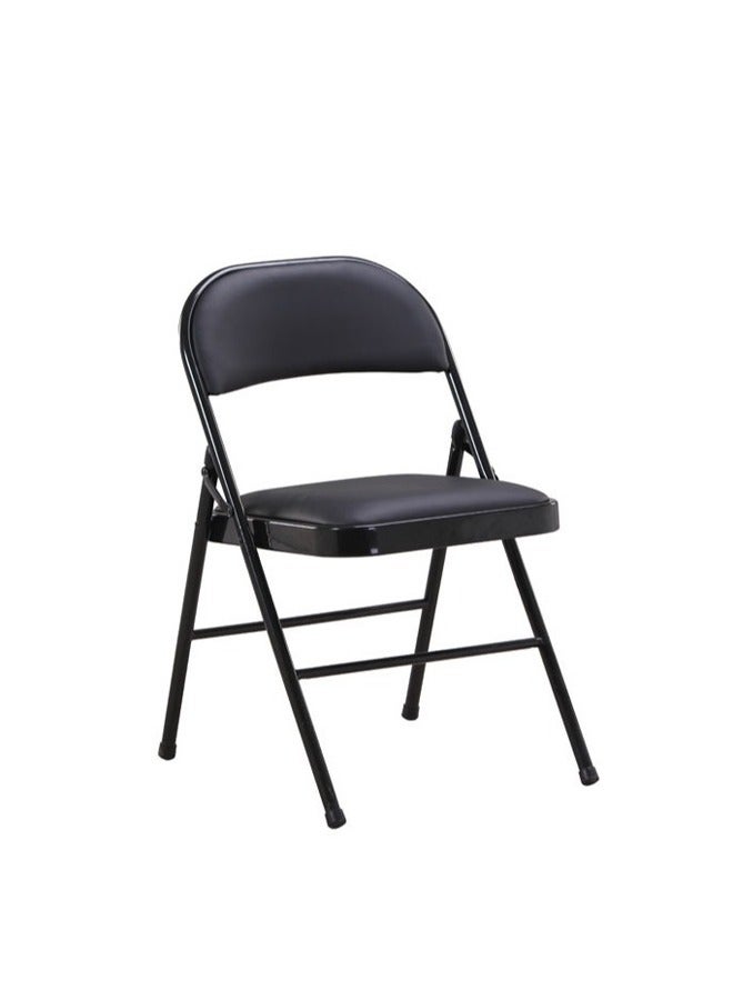 إيه تي إم كراسي قابلة للطي مع مقعد مبطن من الجلد الصناعي وإطار معدني قوي - أسود - Image 4