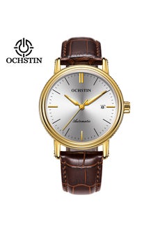 Generic Swiss OCHSTIN Luxury Automatic Mens Watch Water-Resistant Leather Elegant gold and white 