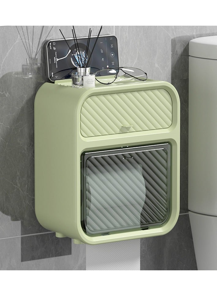 Wall-mounted waterproof tissue paper box for bathroom, no-drill toilet paper holder, toilet tissue storage shelf  - Image 1
